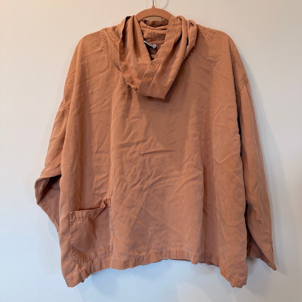 Gerties Made in USA orange salmon tan cowl funnel neck shirt L lagenlook